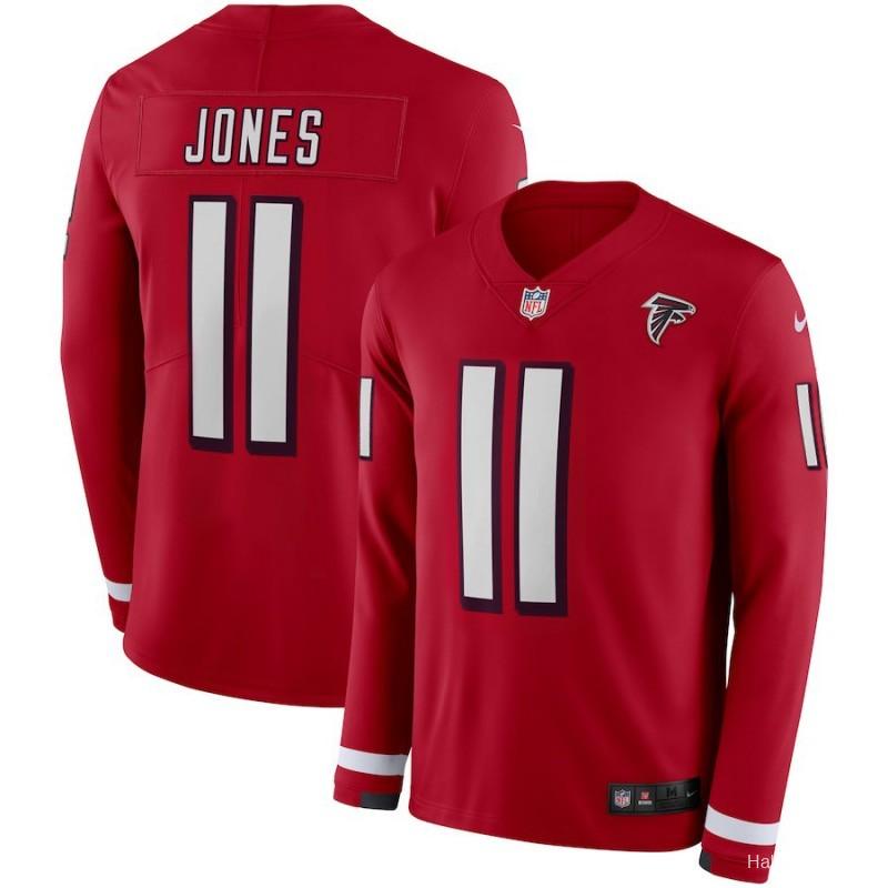 Men's Julio Jones Red Therma Long Sleeve Player Limited Team Jersey