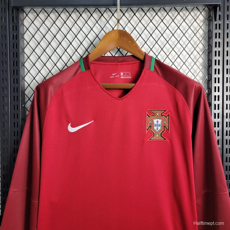 Retro 2016  Portugal Home Long Sleeve Jersey