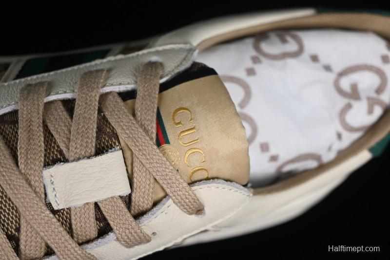 Gucci Chunky B Screener GG Casual Sneakers in Beige and Ebony GG Canvas with Leather Trim - 9Y9209666
