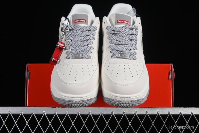 Supreme x Nike Air Force 1 '07 Low Beige Grey Casual Skate Shoes - HD1968-018
