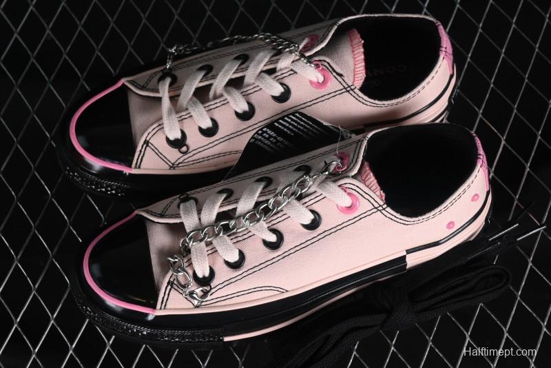 Converse Chuck 70s Low-Top Casual Sneakers with Black-Pink Chain Design - A09542C