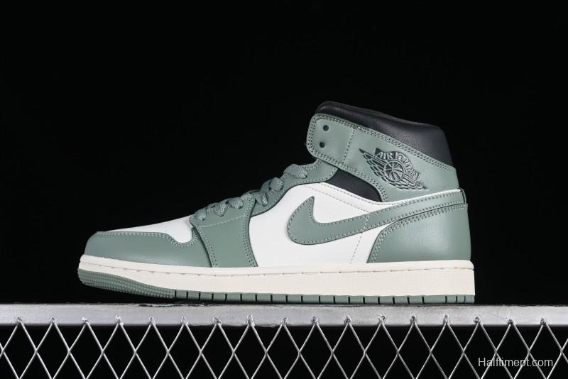 Nike Air Jordan 1 Mid AJ1 Basketball Shoes in Fresh Warm Green - BQ6472-130