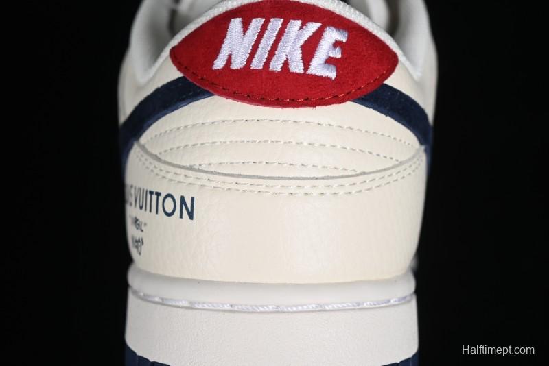Nike SB Dunk Low LV Collaboration - Suede Navy Blue Anniversary High-End Custom Low-Top Casual Sneakers - FC1688-134
