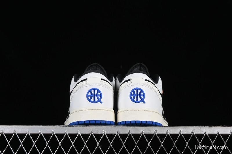 Nike Air Jordan 1 Low "Quai 54" Casual Sneakers in White Black Blue - HQ0764-001