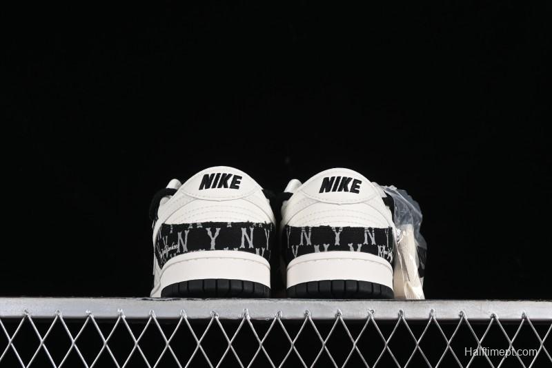 Nike SB Dunk Low MLB Strap Collaboration - Black Denim Print Anniversary Custom Low-Top Casual Sneakers - SJ2068-251