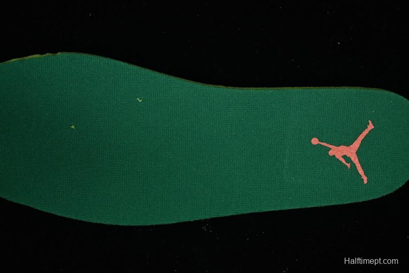 Nike Air Jordan 5 Retro Low AJ5 Sneakers in Football Grey with Vivid Orange and Pine Green Accents - FQ1293-018