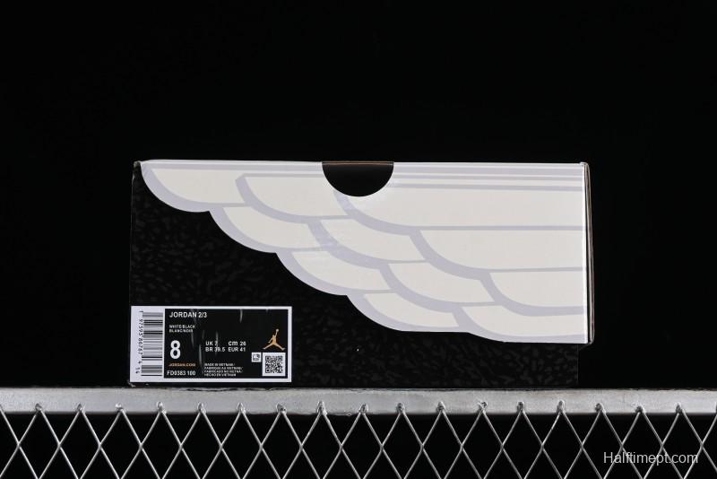 Nike Air Jordan 2/3 Retro Low-Top Basketball Shoes in White/Black - FD0383-100