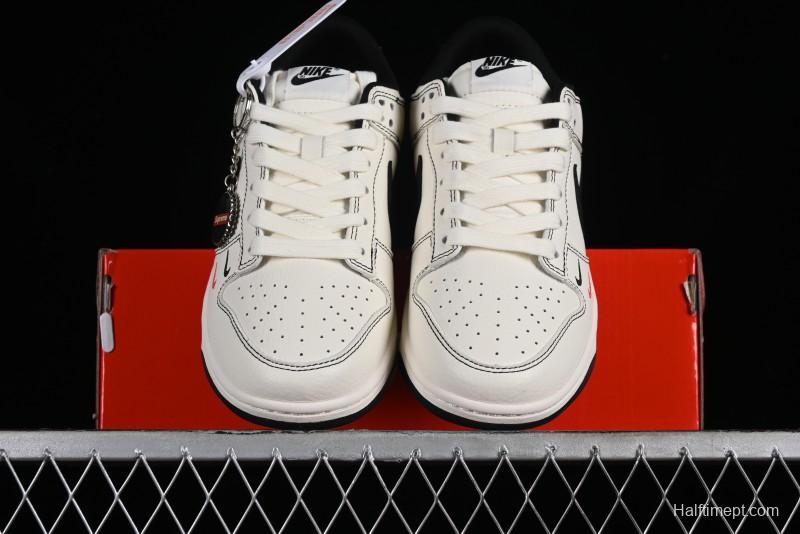 Nike SB Dunk Low Supreme Collaboration - Beige Black Line Anniversary Customized Low-Top Casual Skate Shoes - XX2025-316