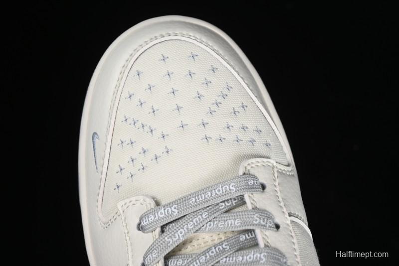 Nike SB Dunk Low Supreme Collaboration - Beige Canvas Anniversary High-End Custom Low-Top Casual Skate Shoes - BB6698-514