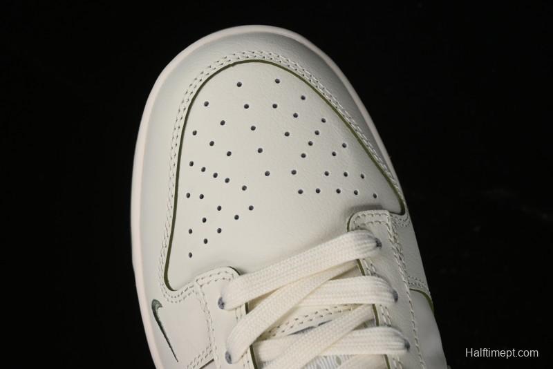 Nike SB Dunk Low Supreme Collaboration - Off White Dark Green Check Anniversary High-End Custom Low-Top Casual Skate Shoes - DQ1098-393