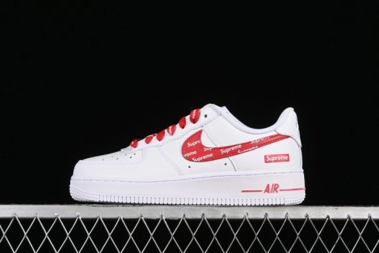 Supreme x Nike Air Force 1 '07 Low Casual Sneakers with Full-Length Air Solo Cushion - CU9225-010