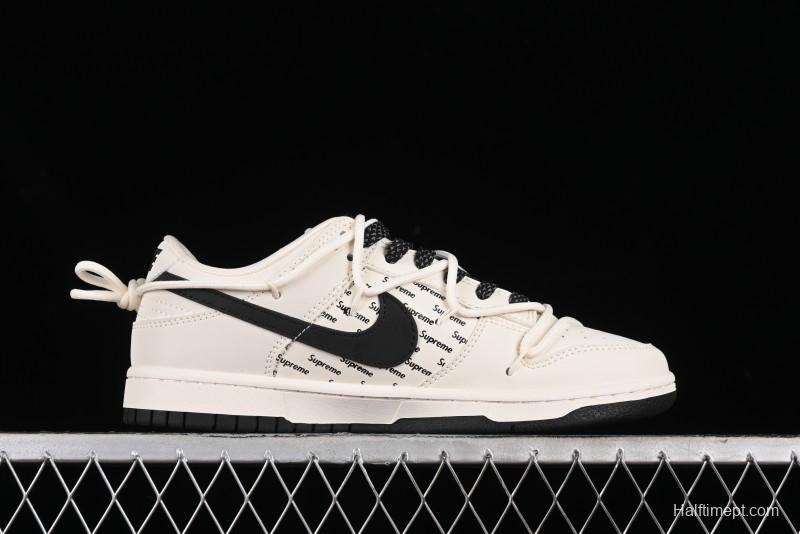 Nike SB Dunk Low Supreme Collaboration - Starry Night Black Engraving Anniversary High-End Custom Low-Top Casual Skate Shoes - JJ5688-108