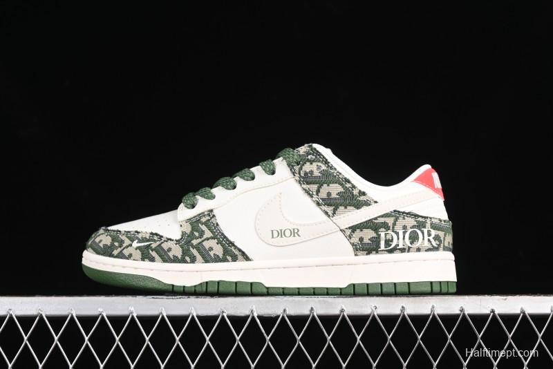 Nike SB Dunk Low Dior Collaboration - Navy Blue Pattern Anniversary High-End Custom Low-Top Casual Skate Shoes - XY1688-005