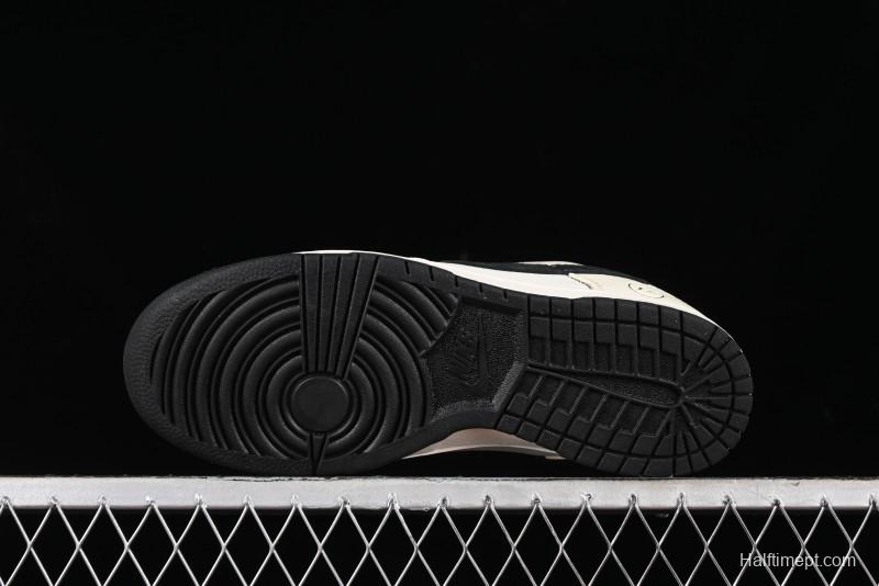 Nike SB Dunk Low Lightning Collaboration - Off White Black Double Swoosh Anniversary Custom Low-Top Casual Skate Shoes - XY1688-007