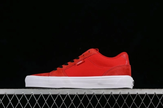 Vans Chukka Push Low-Top Skate Shoes in Solid Red with Slip-Resistant Sole - VN0009QPA05