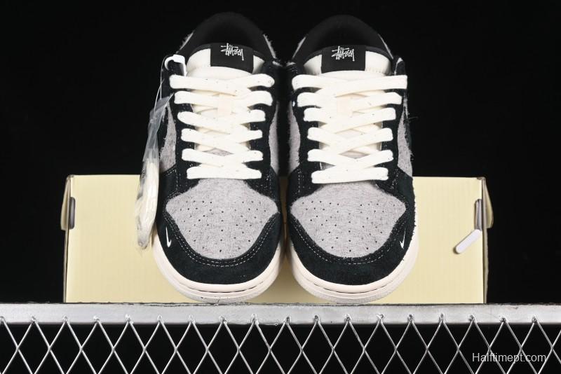Nike SB Dunk Low Stussy Series - Grey Black with Black Swoosh Anniversary Custom Low-Top Casual Skate Shoes - MM1089-028
