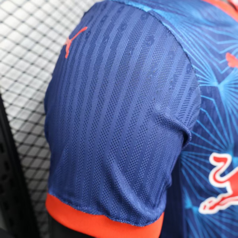 Player Version 25/26 RB Bragantino Blue with Geometric Pattern and Red Bull Logo Jersey