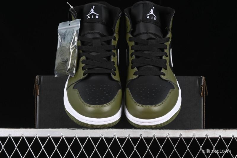 Nike Air Jordan 1 Mid AJ1 Army Green Mid-Top Casual Sneakers - DQ8426-092