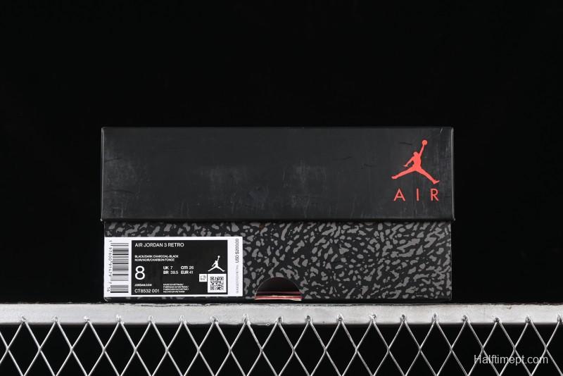 Nike Air Jordan 3 Retro Basketball Shoes in Midnight Black - CT8532-001