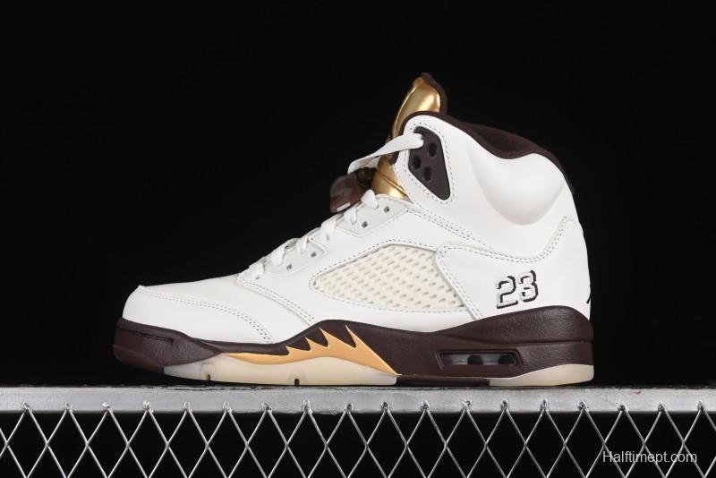Nike Air Jordan 5 Retro Basketball Shoes in White/Tan - DD9336-200
