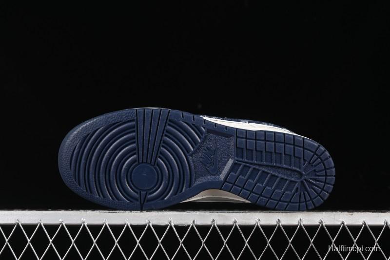 Nike SB Dunk Low LV Collaboration - Denim Print Swoosh Anniversary High-End Custom Low-Top Casual Skate Shoes - XB3802-360