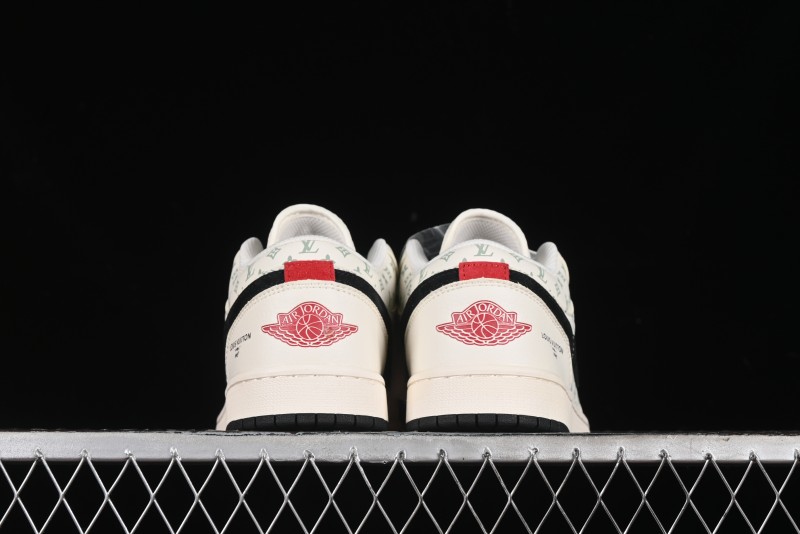 Nike Air Jordan 1 Low AJ1 LV Collaboration - Printed Dark Blue Swoosh High-End Custom Retro Basketball Shoes - WG8850-009