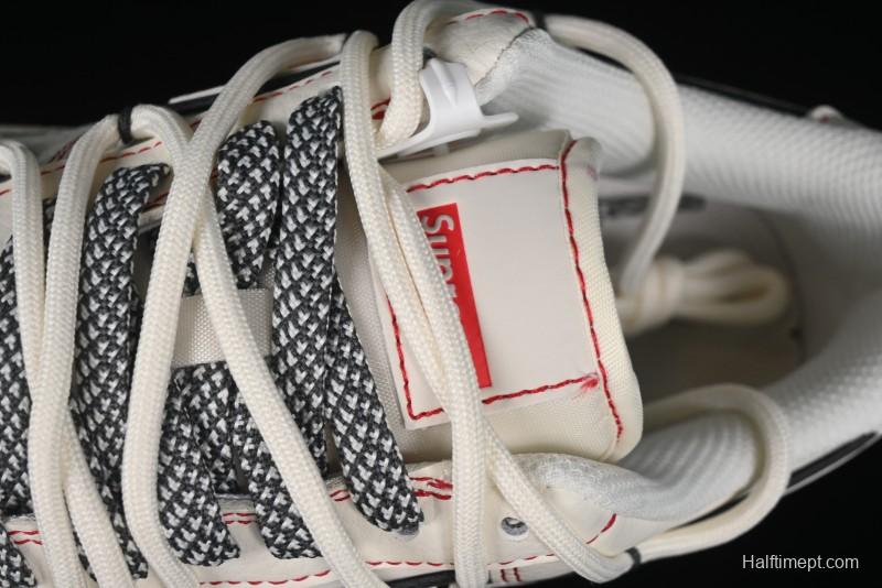 Nike Air Force 1 '07 Low Supreme Collaboration - Red Stitch Grey Sole Casual Sneakers - SJ1198-600