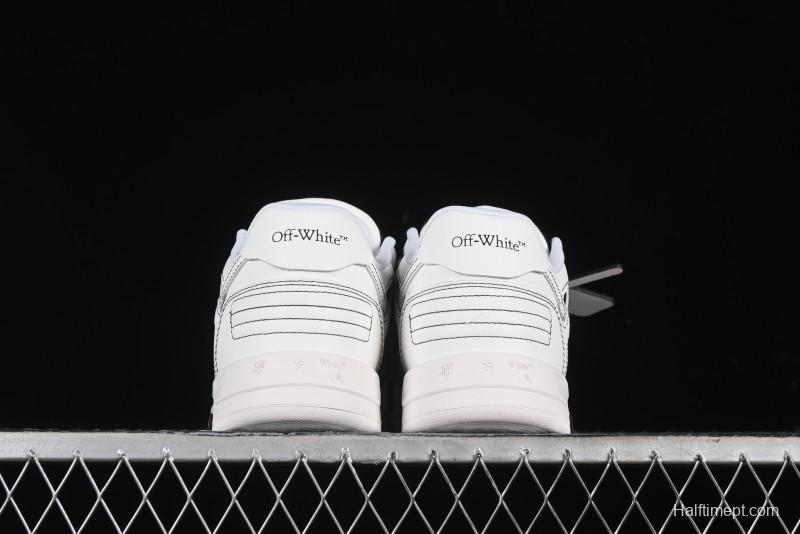 Off-White Out Of Office Low-Top Fashion Sneakers in White Black - AJD4