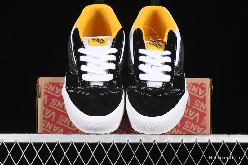 Vans Knu Skool Low-Top Retro Casual Vulcanized Slip-On Sneakers in Black White Yellow - VN000D6C6RJ