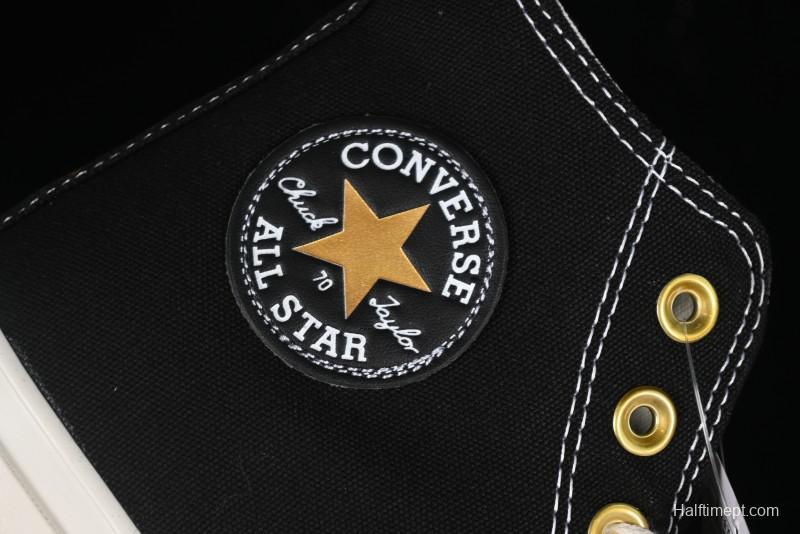 Converse Chuck 1970s High-Top Sneakers with Gold Star Accents and Classic Black & White Design - A12462C