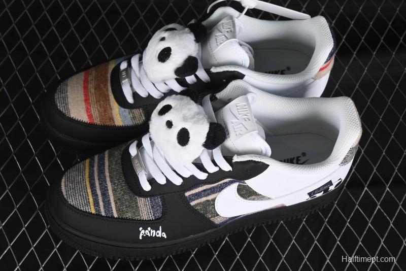 Nike Air Force 1 '07 Low Casual Sneakers with Lazy Panda Design - CW1188-768