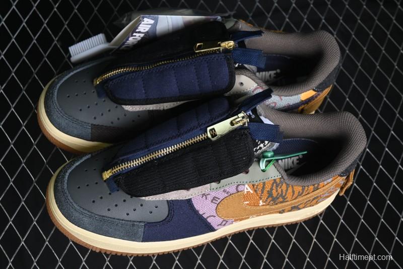 Nike Travis Scott x Air Force 1 Low Casual Sneakers with Full-Length Air Cushion - CN2405-900