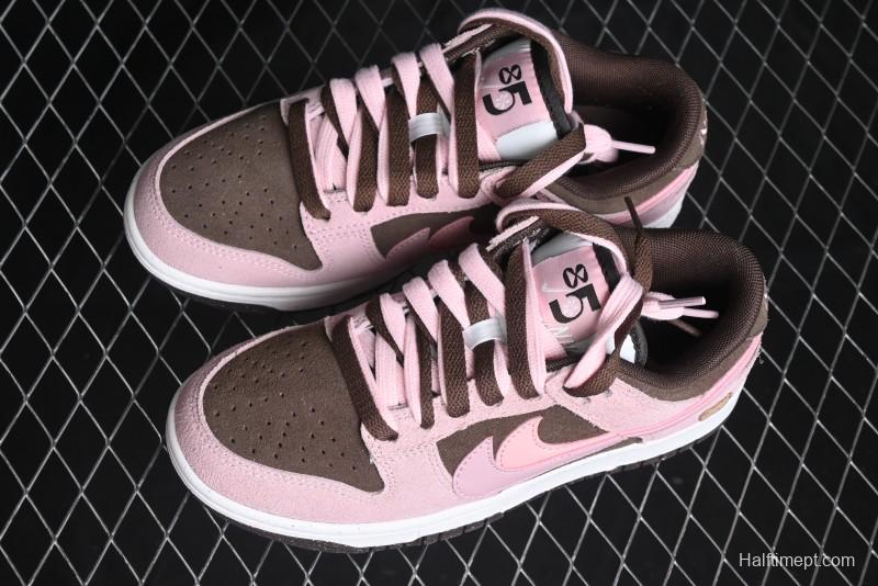Nike Dunk Low 85 Double Swoosh Series Strawberry Chestnut SB Low Top Casual Skate Shoes - HV1799-161