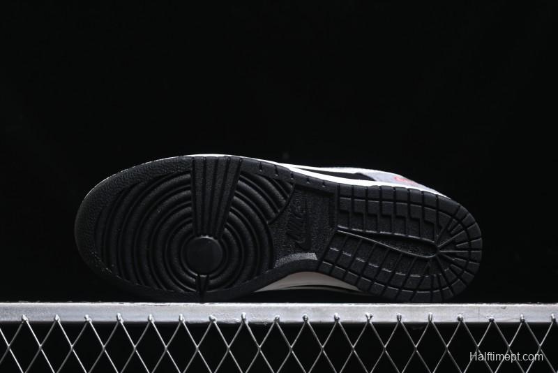 Nike SB Dunk Low Supreme Collaboration - Carbon Black Grey Pig Anniversary High-End Custom Low-Top Casual Skate Shoes - XX3186-206