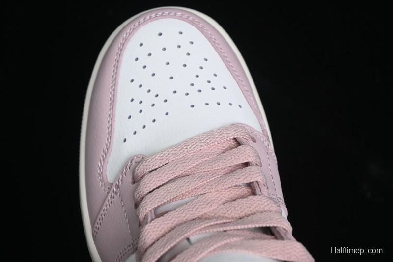 Nike Air Jordan 1 Mid AJ1 Basketball Shoes in Khaki Pink - BQ6472-620
