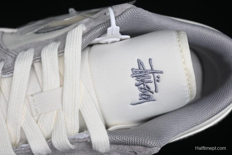 Nike Air Jordan 1 Low Stussy Collaboration - Grey White Dual-Tone Red Tag Retro Basketball Shoes - SJ9950-031