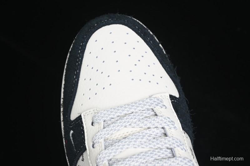 Nike SB Dunk Low Stussy Collaboration - Black White Mini Swoosh Anniversary Custom Low-Top Casual Skate Shoes - XY1688-017