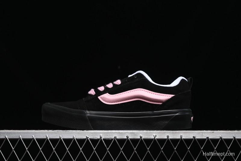 Vans Knu Skool Low Top Retro Sneakers in Black Pink with Big Logo - VN0009QC6BT1