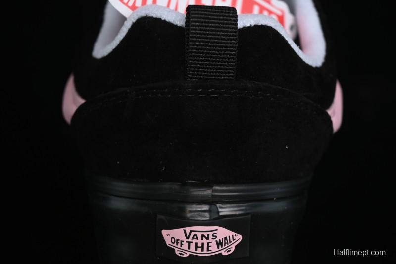 Vans Knu Skool Low Top Retro Sneakers in Black Pink with Big Logo - VN0009QC6BT1