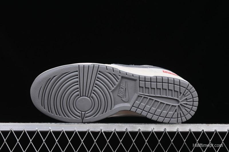 Nike SB Dunk Low Supreme Collaboration Grey Swoosh Double Mini Swoosh Anniversary Custom Low-Top Casual Sneakers - XX2025-688