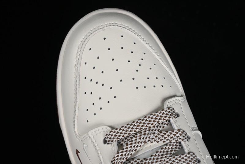 Nike SB Dunk Low LV Collaboration - Double Swoosh Beige Brown Anniversary High-End Custom Low-Top Casual Skate Shoes - XX2025-309