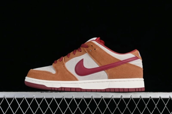 Nike SB Dunk Low Pro Brown Red Colorway SB Low Top Casual Skate Shoes - BQ6817-202
