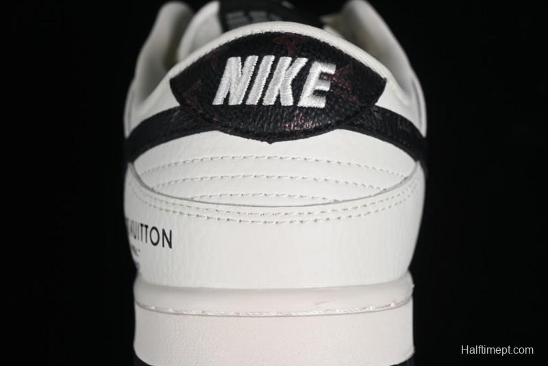 Nike Dunk Low LV Collaboration - Monogram Beige Black Hook SB Low Top Casual Skate Shoes - FC1688-189