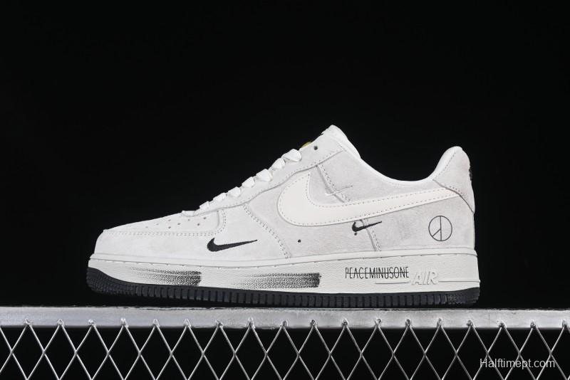 Nike Air Force 1 '07 Low Grey Pig Suede Graffiti Casual Sneakers - DF0188-035