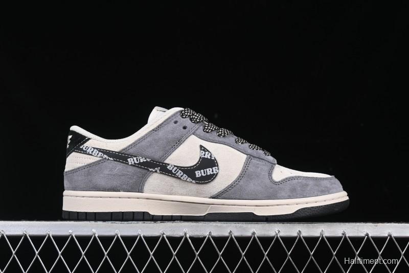 Nike SB Dunk Low Anniversary Edition Customized Sneakers with Grey Swoosh Logo - DJ2024-083