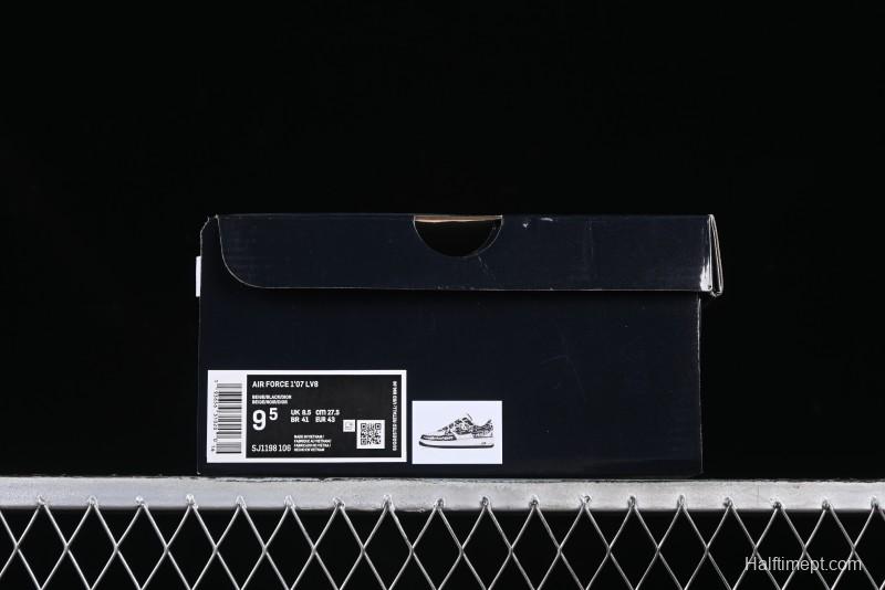 Nike Air Force 1 '07 Low Dior Collaboration Black Pattern Drawstring Casual Sneakers - SJ1198-106