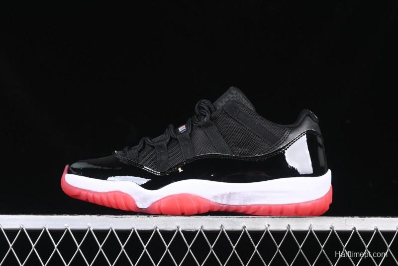 Nike Air Jordan 11 Low Bred Basketball Shoes with Patent Leather and Carbon Fiber - FV5104-006