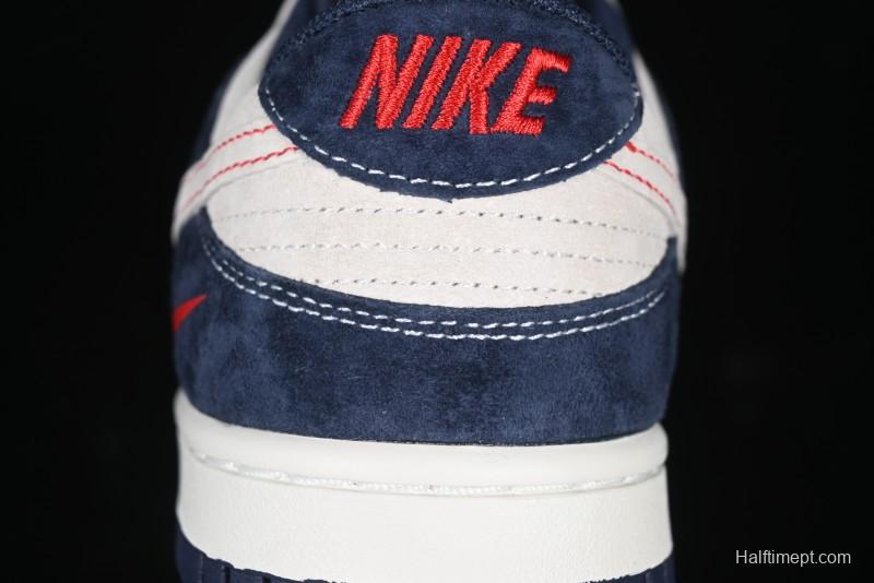 Nike SB Dunk Low Supreme Collaboration - Two-Tone White Swoosh Anniversary Customized Low-Top Casual Skate Shoes - DJ2024-045