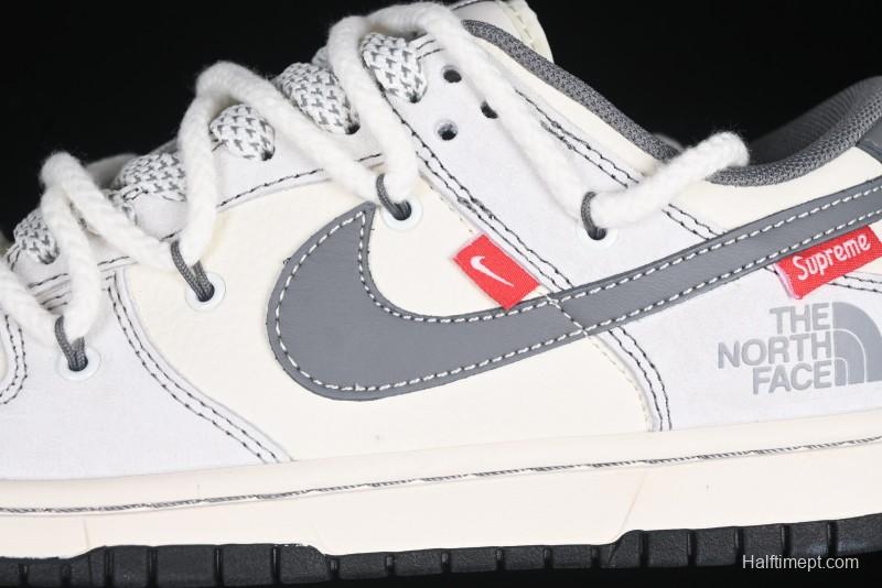 Nike SB Dunk Low The North Face x Supreme Collaboration Light Gray Hook Anniversary Custom Low-Top Casual Skate Shoes - YX5066-230