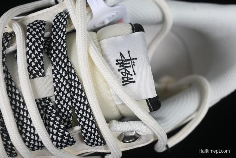 Nike Air Force 1 '07 Low Stussy Collaboration Beige Black Drawstring Casual Sneakers - SJ1198-109